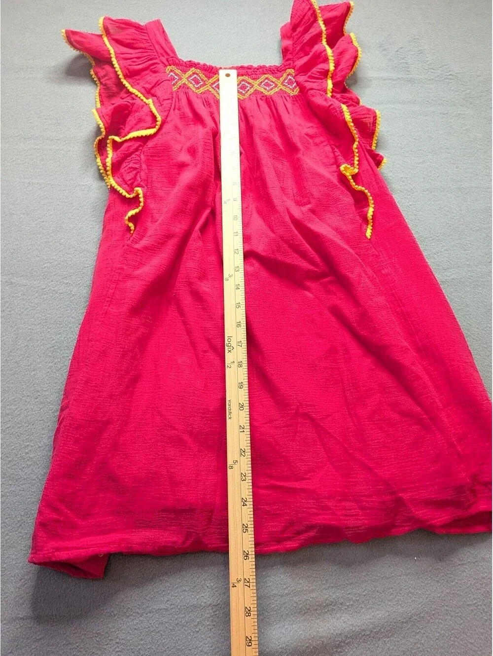 Polo Ralph Lauren Sundress Girls 10 Pink Flutter Sleeve Embroidered Gauze Boho